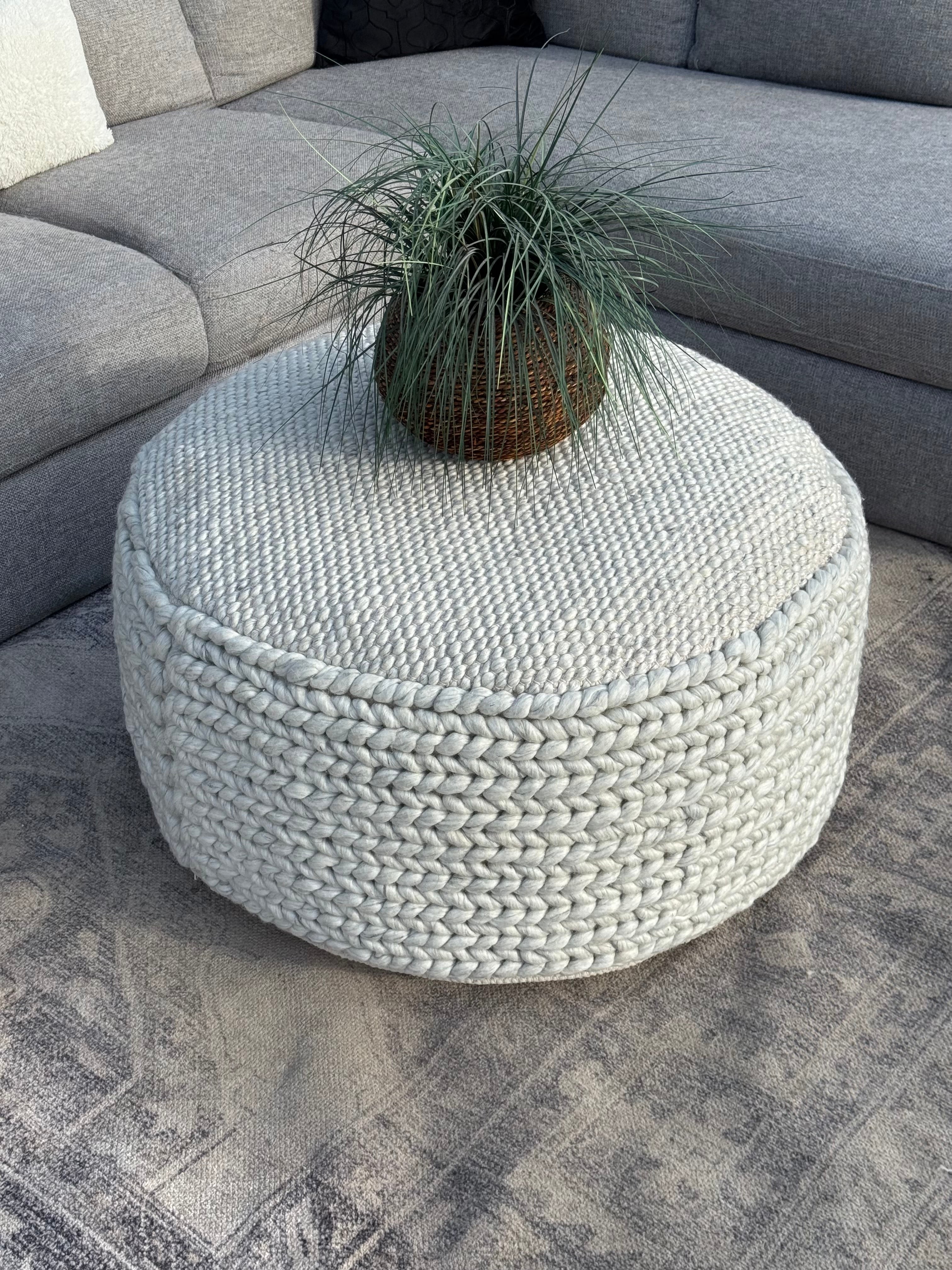 Article Hira 30” Pouf, Natural Ivory, OPEN BOX