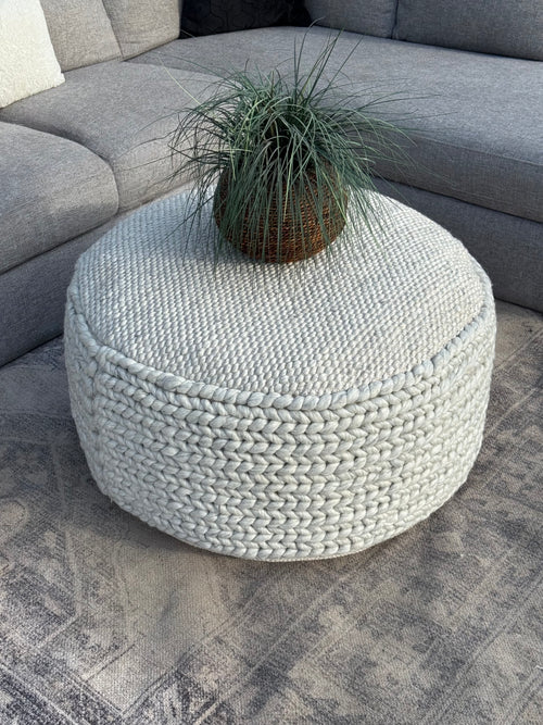 Article Hira 30” Pouf, Natural Ivory, OPEN BOX