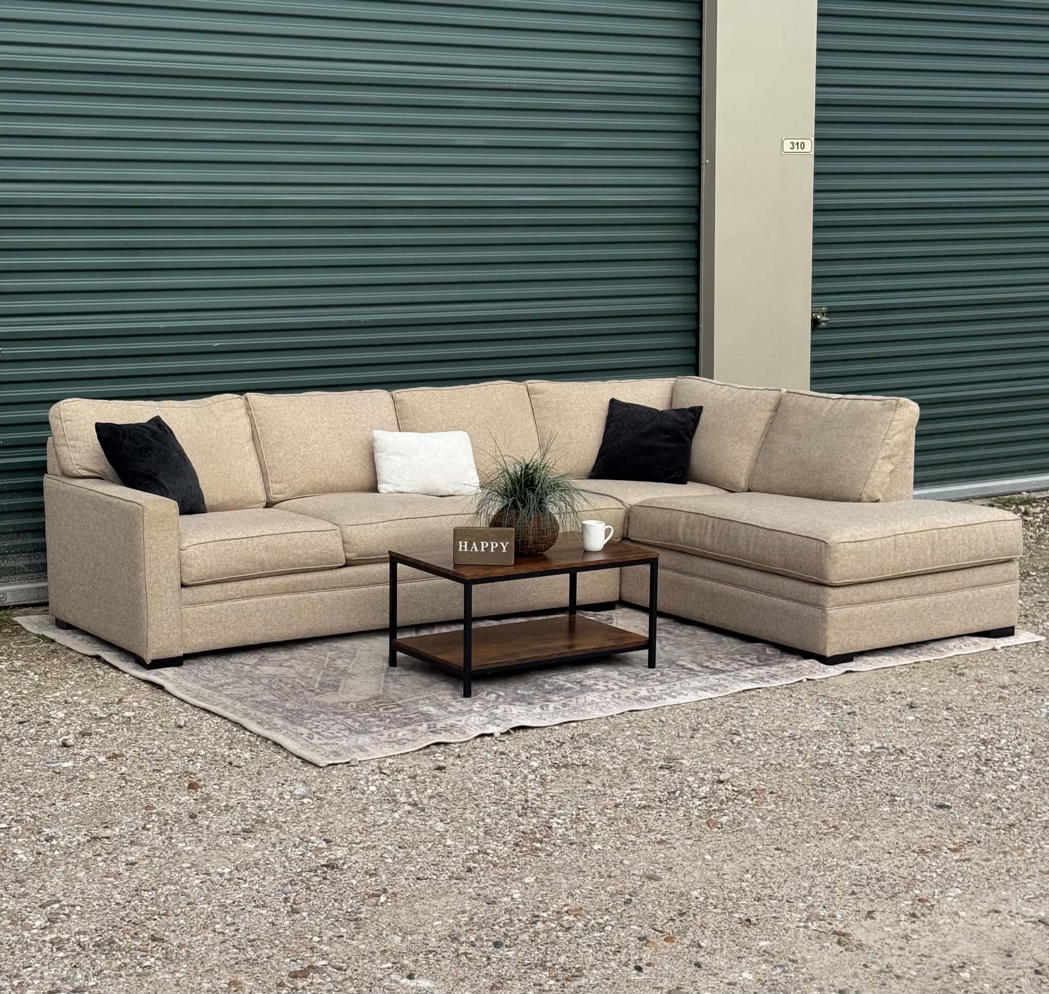 Jonathan Louis Beige Sectional Sofa w/ Chaise