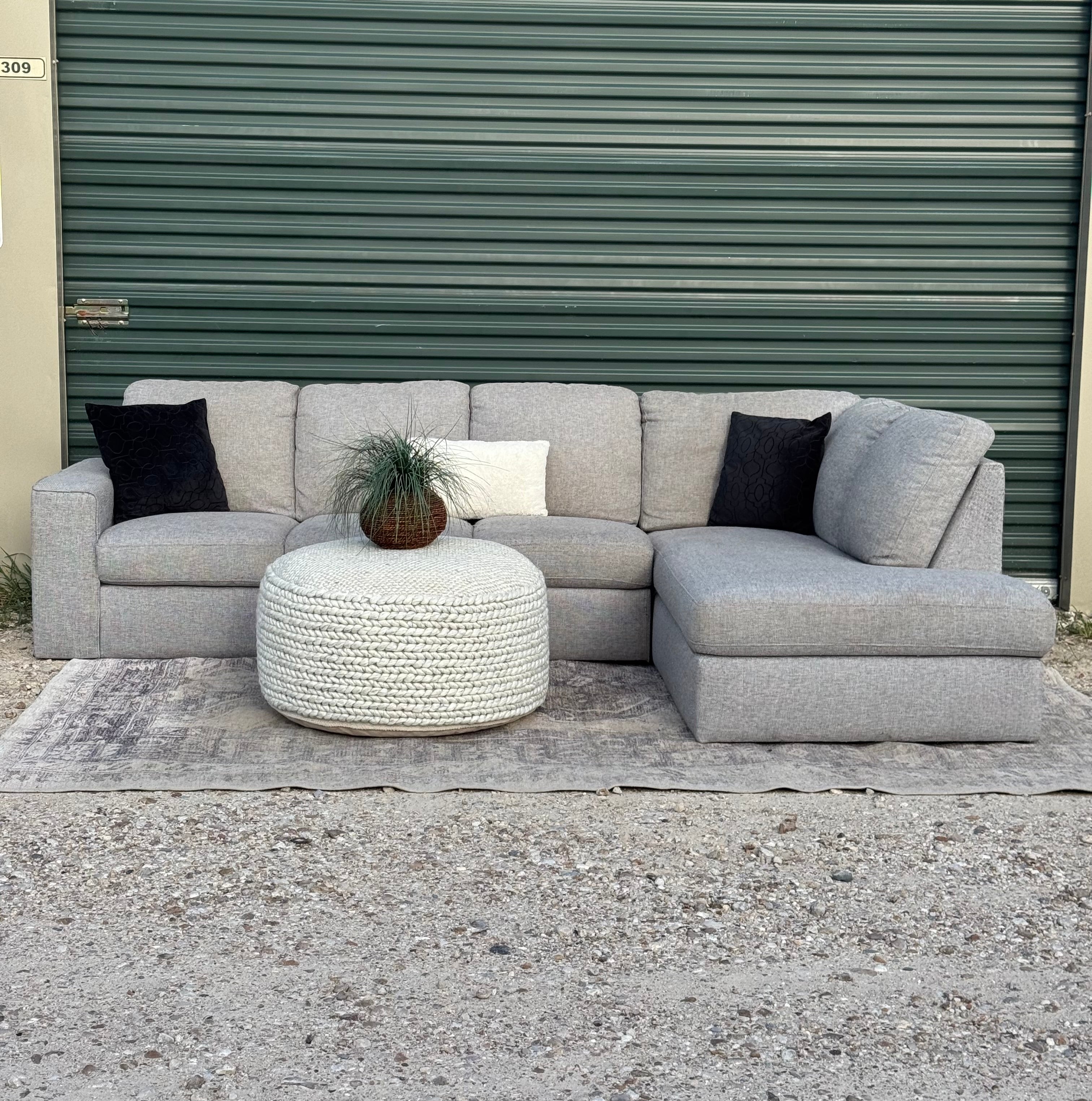 Article Hira 30” Pouf, Natural Ivory, OPEN BOX